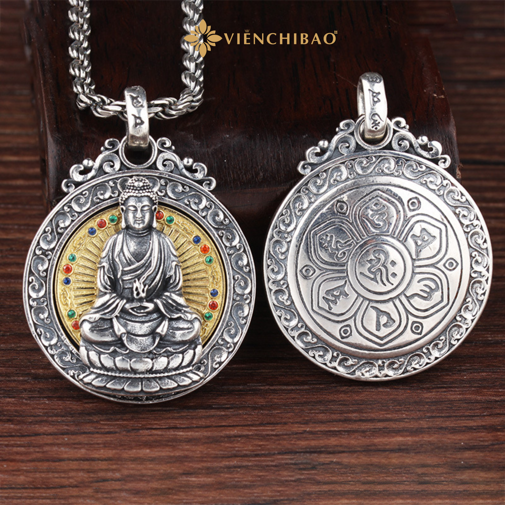 Mặt dây chuyền bạc nam-hỏa quang tam muội