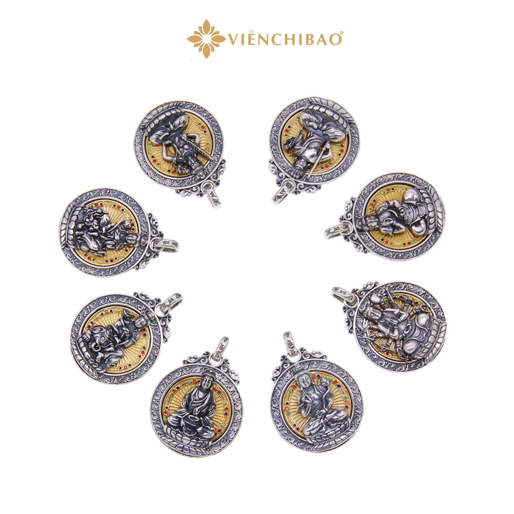 Mặt dây chuyền bạc nam-hỏa quang tam muội