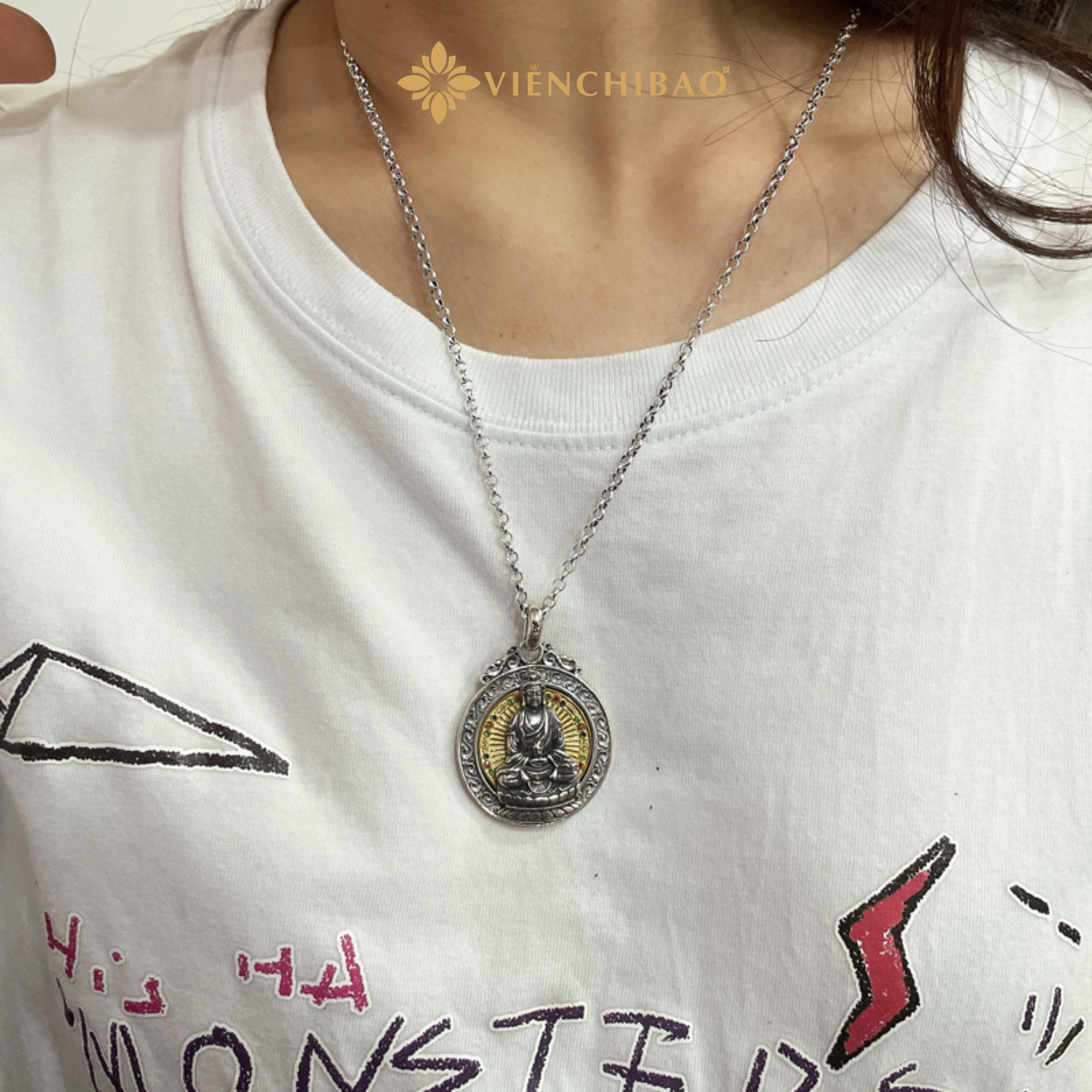 Mặt dây chuyền bạc nam-hỏa quang tam muội