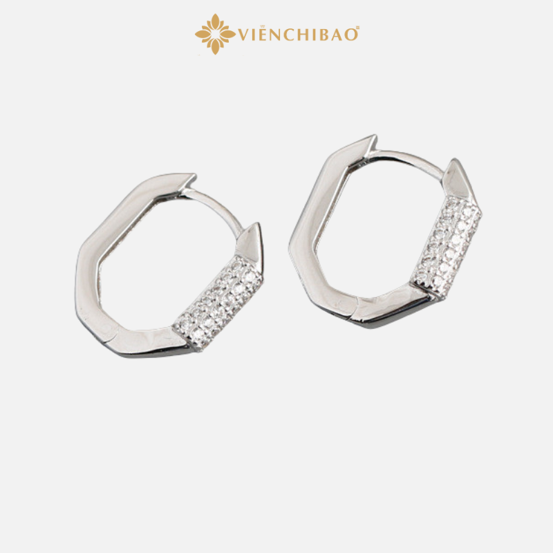 Bông Tai Bạc Nữ Bát Giác Đính Đá - Viễn Chí Bảo