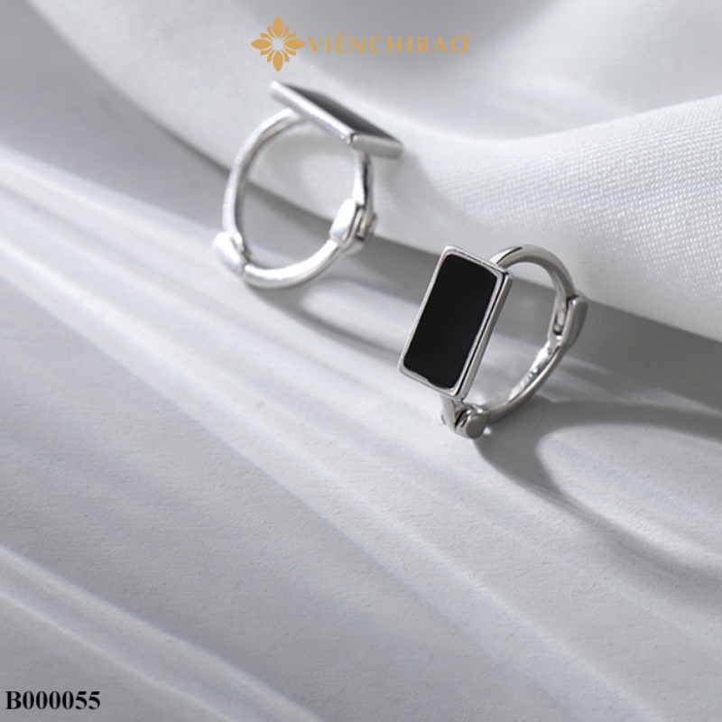 Bông tai bạc nữ đá đen