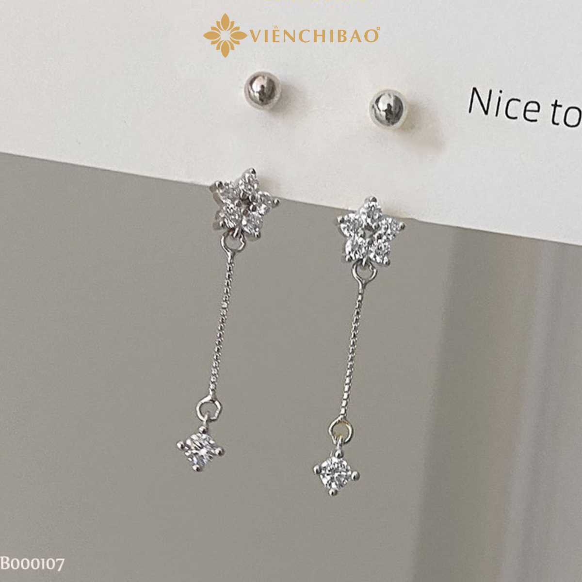 Bông tai bạc nữ hoa rơi