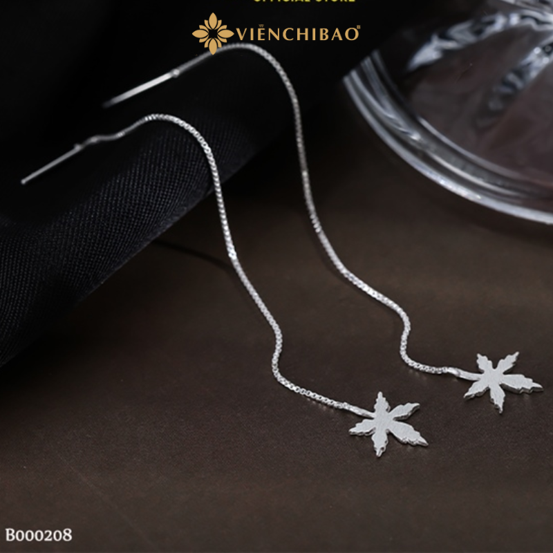 Bông tai bạc nữ lá anh túc