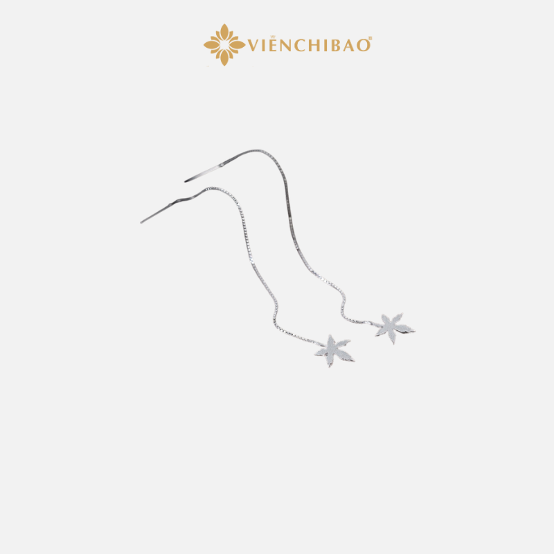 Bông tai bạc nữ lá anh túc