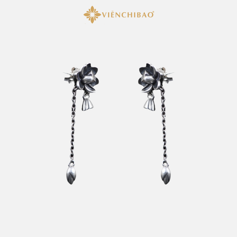 Bông Tai Bạc Nữ Liên Hoa Sen - Bạc Thái S925 Viễn Chí Bảo