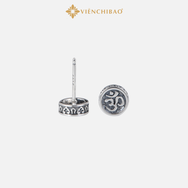 Bông Tai Bạc Nữ Thần Chú Chữ Om Viễn Chí Bảo