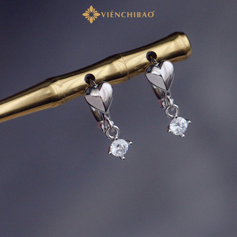 Bông tai bạc nữ trái tim