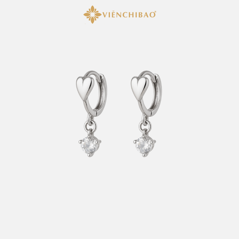 Bông Tai Bạc Nữ Trái Tim Đính Đá - VIỄN CHÍ BẢO