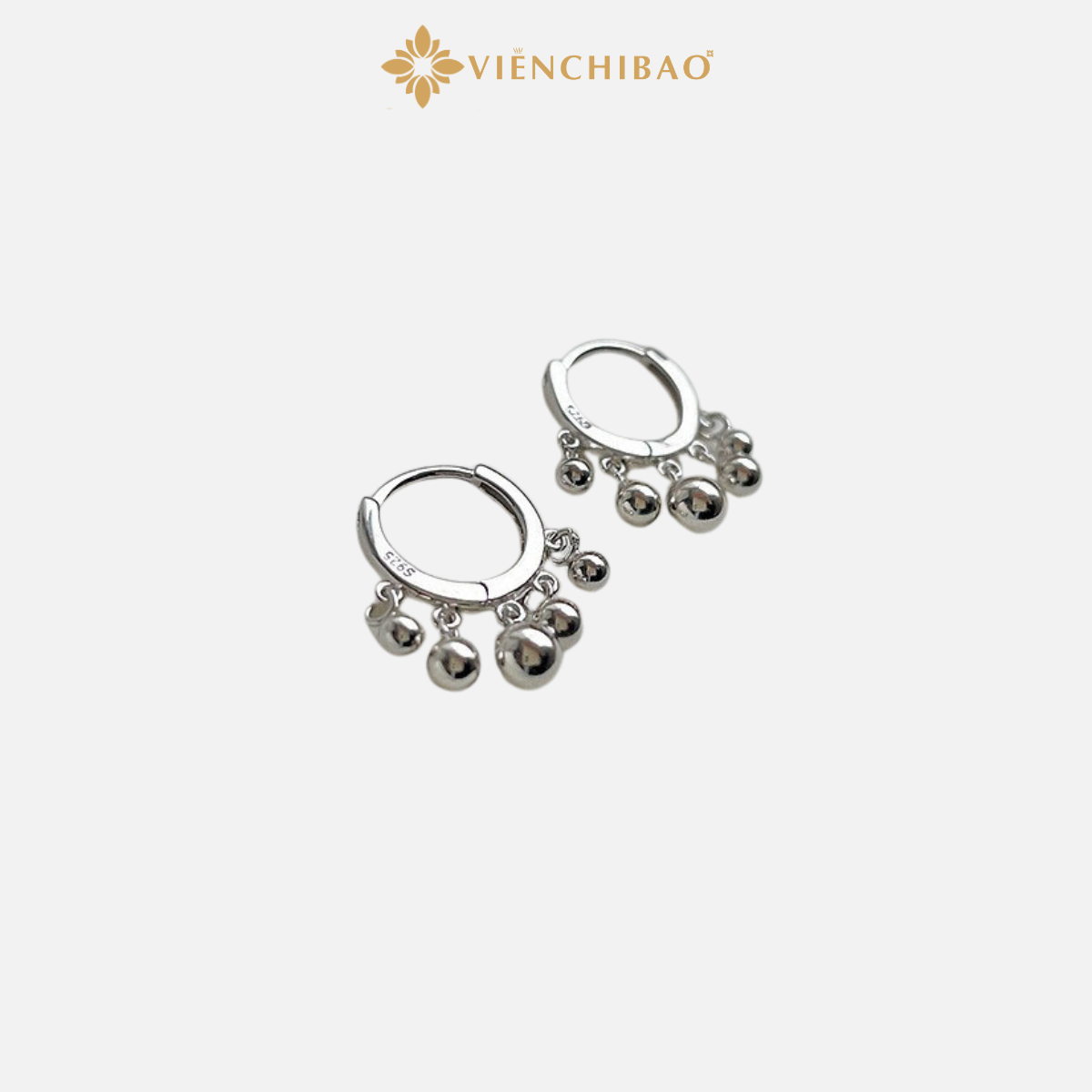 Bông tai bi tròn tua bạc ý - Viễn Chí Bảo