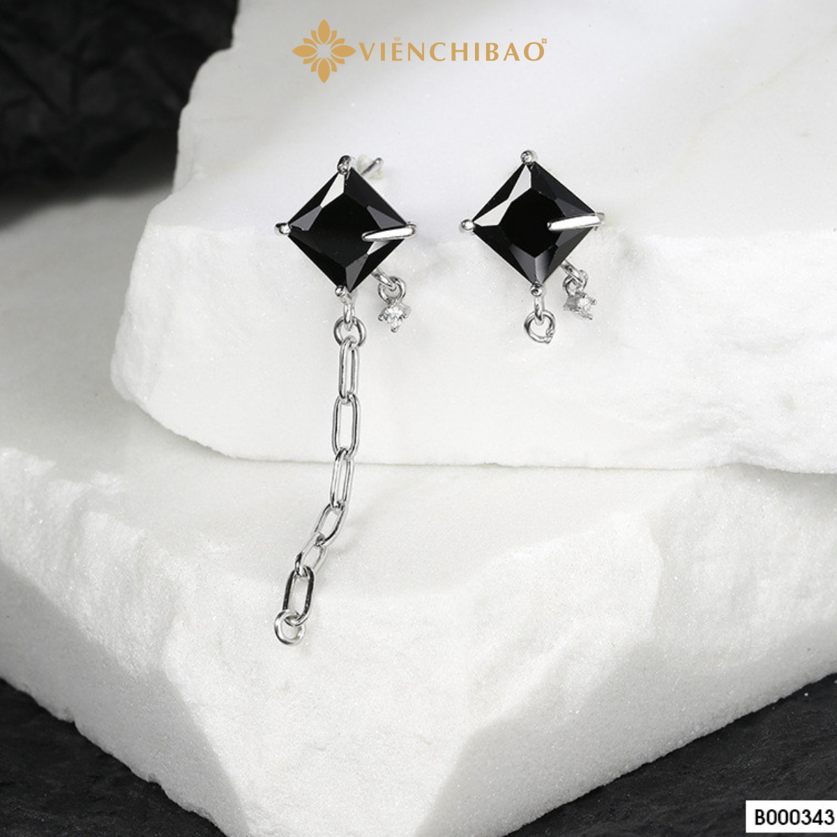 Bông tai đá vuông