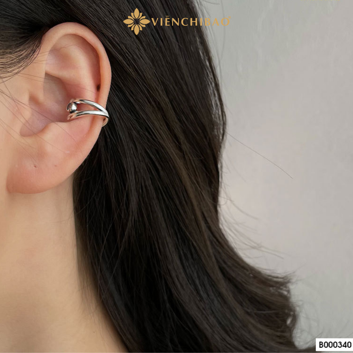 Bông tai kẹp vành đính đá