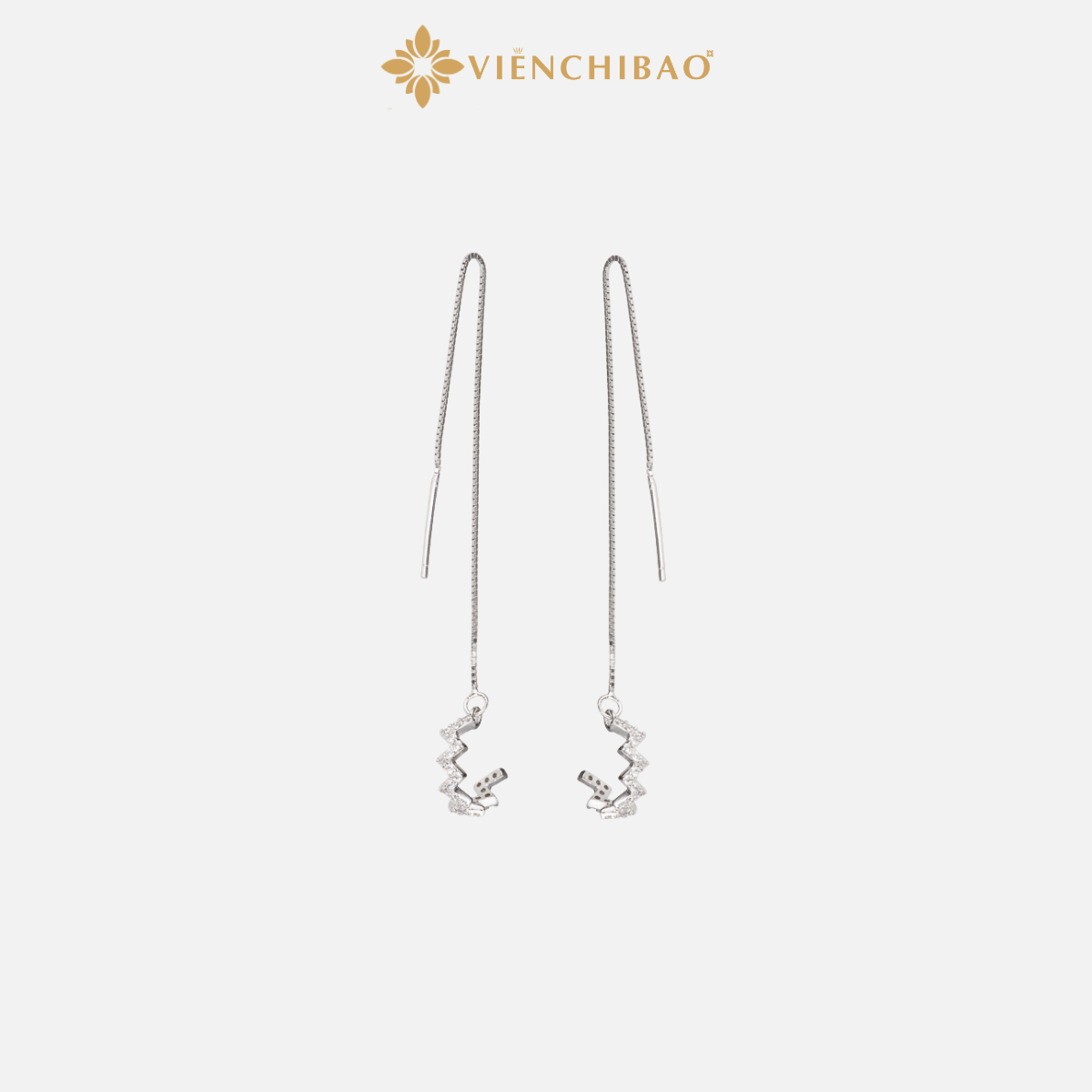 Bông tai kẹp vành đính đá cách điệu - Viễn Chí Bảo