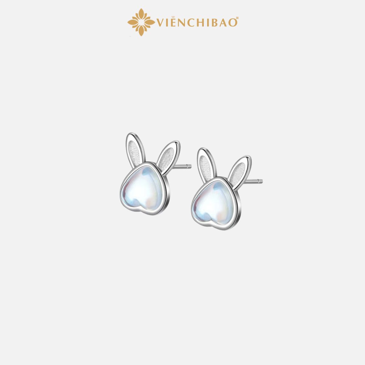 Bông Tai Thỏ Trái Tim Đá Mặt Trăng - Viễn Chí Bảo
