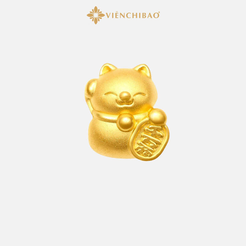Charm 12 Con Giáp Tuổi Mão - Mèo Thần Tài Vàng 24K VIỄN CHÍ BẢO
