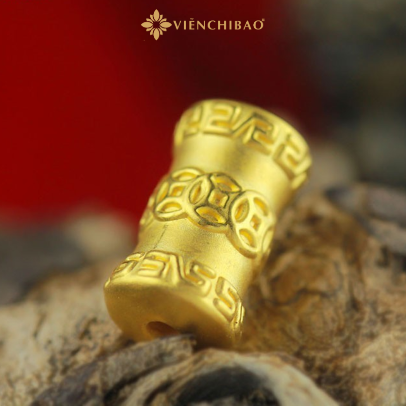 Charm trụ đồng xu vàng 24K