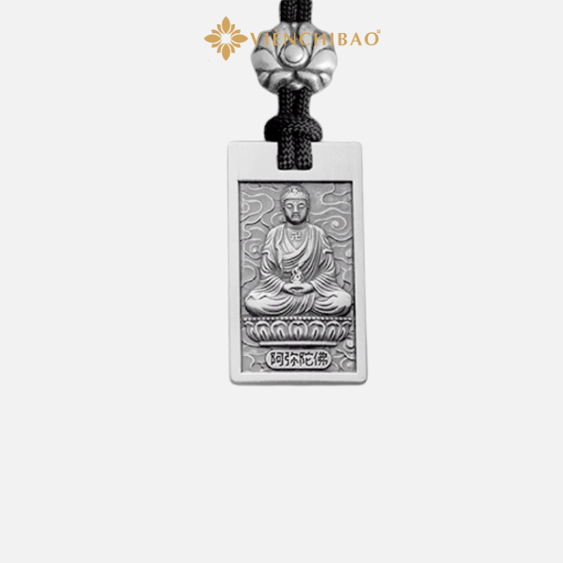 MẶT DÂY CHUYỀN PHẬT BẢN MỆNH THẺ BÀI DIỆU PHÁP LIÊN HOA - A DI ĐÀ - VIỄN CHÍ BẢO M100076