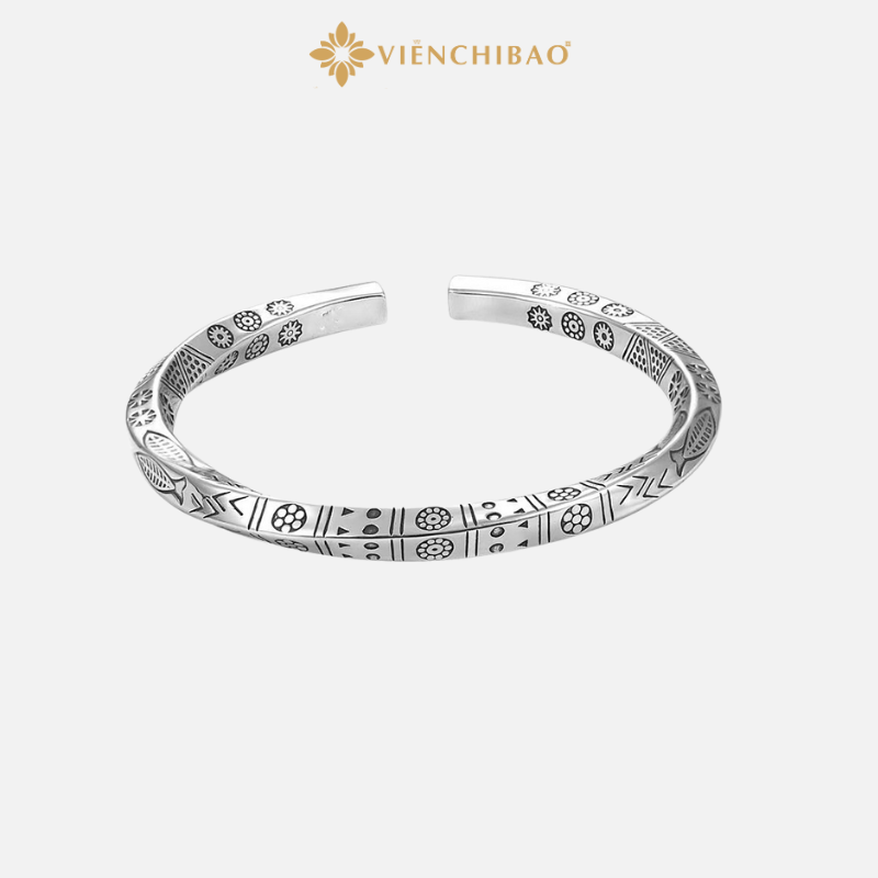 Lắc Tay Bạc Nữ Họa Tiết Cổ Điển - Bạc Thái S999 VIỄN CHÍ BẢO