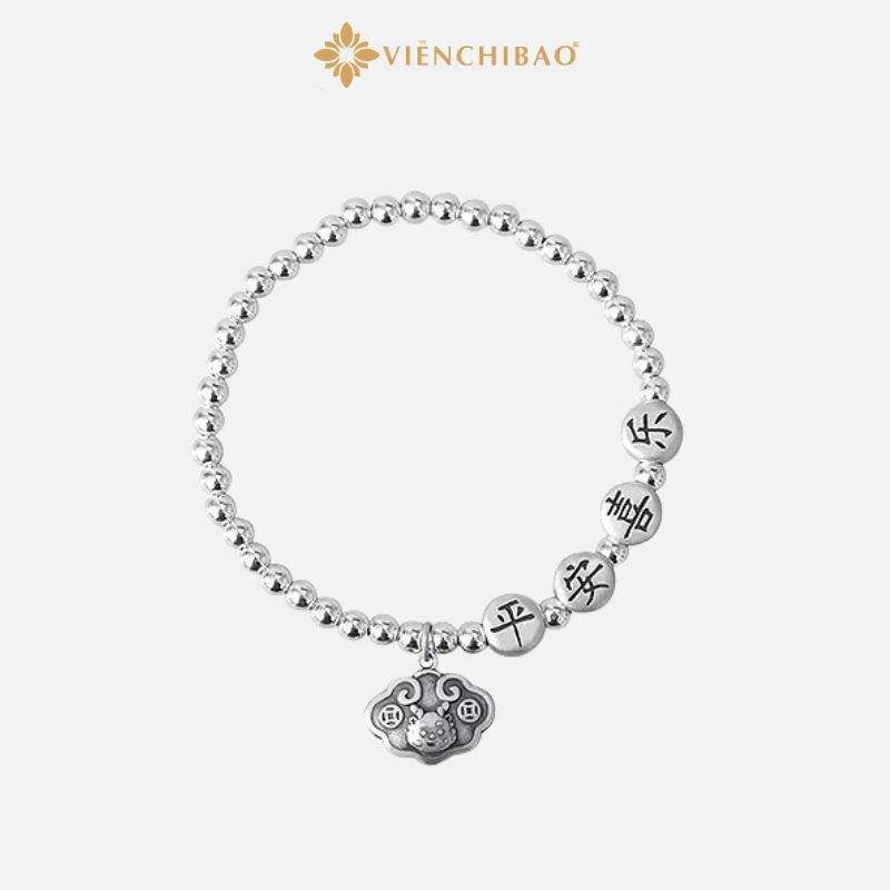 Lắc Tay Bi Khóa Trường Mệnh Khắc Rồng - Viễn Chí Bảo