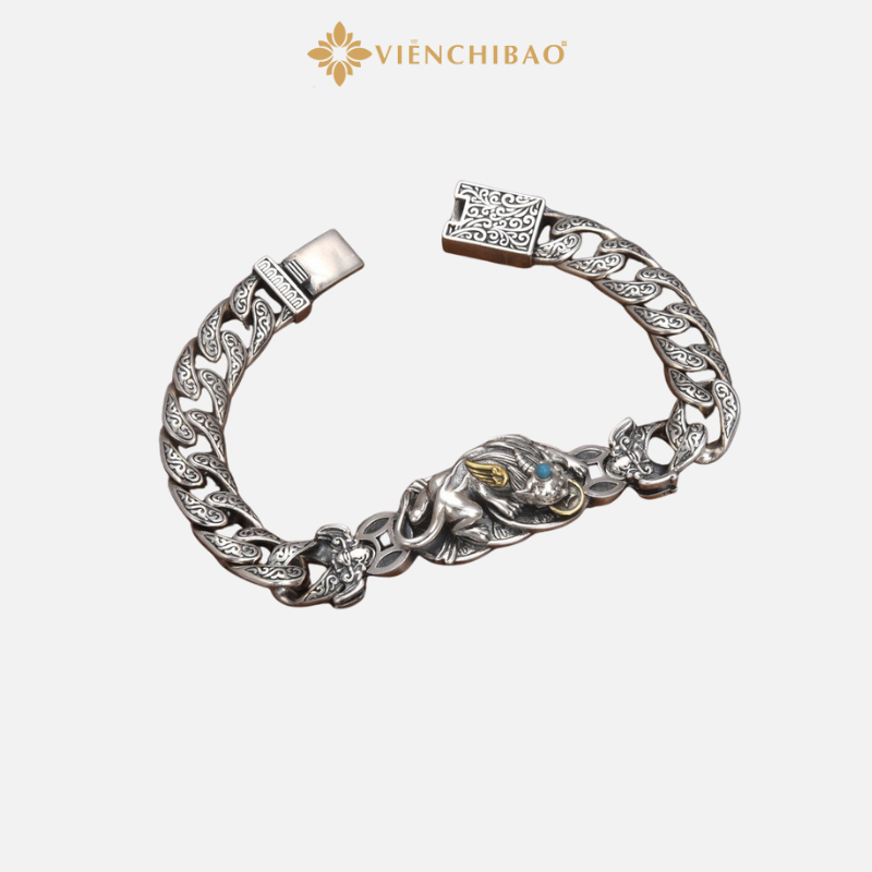 Lắc Tay Tỳ Hưu Kim Tiền Đá Xanh - Viễn Chí Bảo