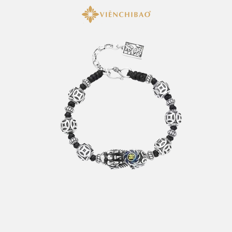 Lắc Tay Tỳ Hưu Kim Tiền Hoa Sen Bạc Thái - Viễn Chí Bảo