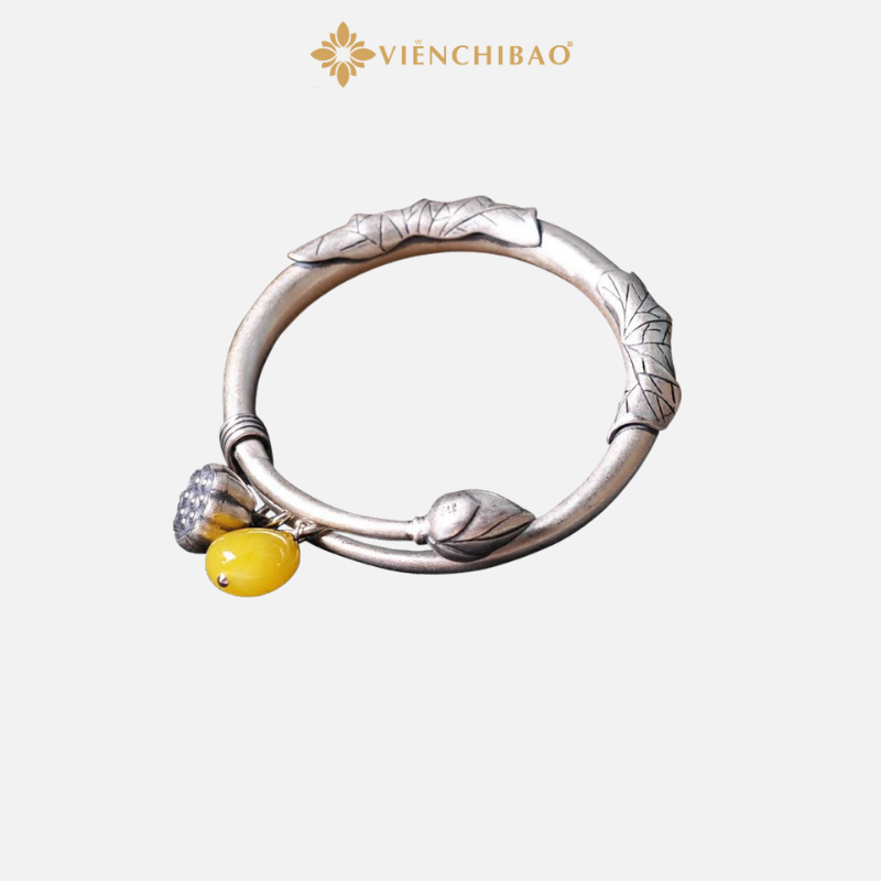 LẮC TAY BẠC NỮ DIỆU PHÁP LIÊN HOA CHARM HOÀNG NGỌC - VIỄN CHÍ BẢO