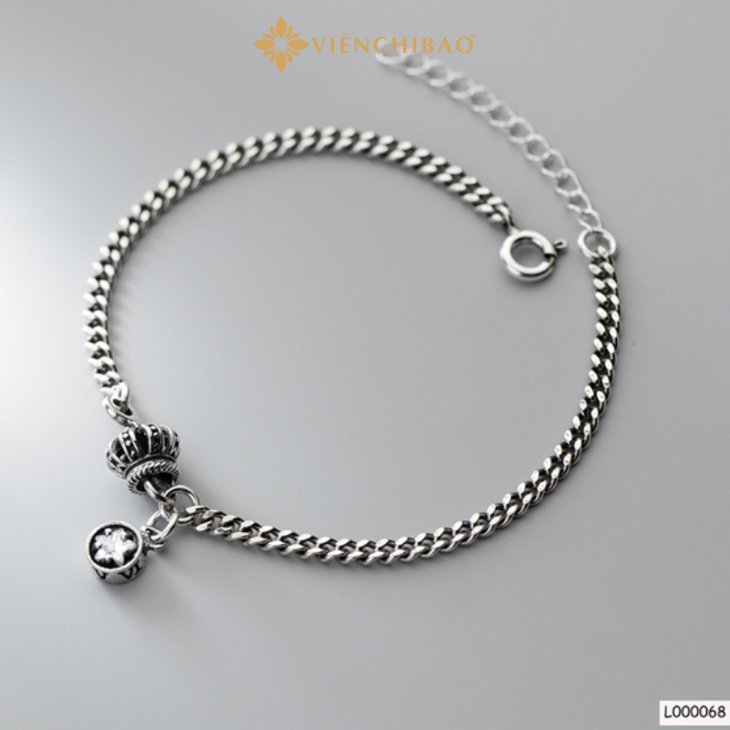 Lắc tay bạc nữ crown star