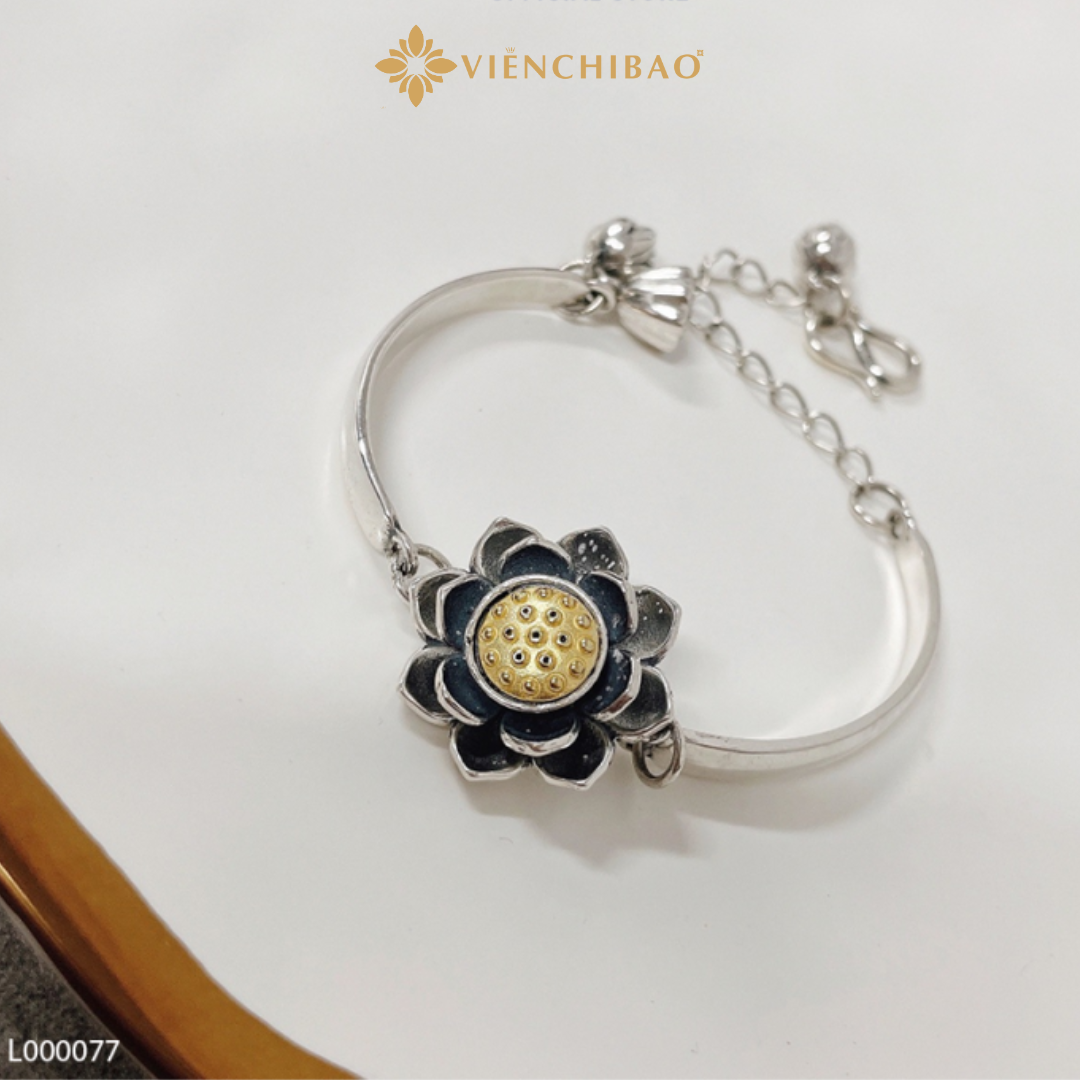 Lắc tay hoa sen mặt xoay xi vàng