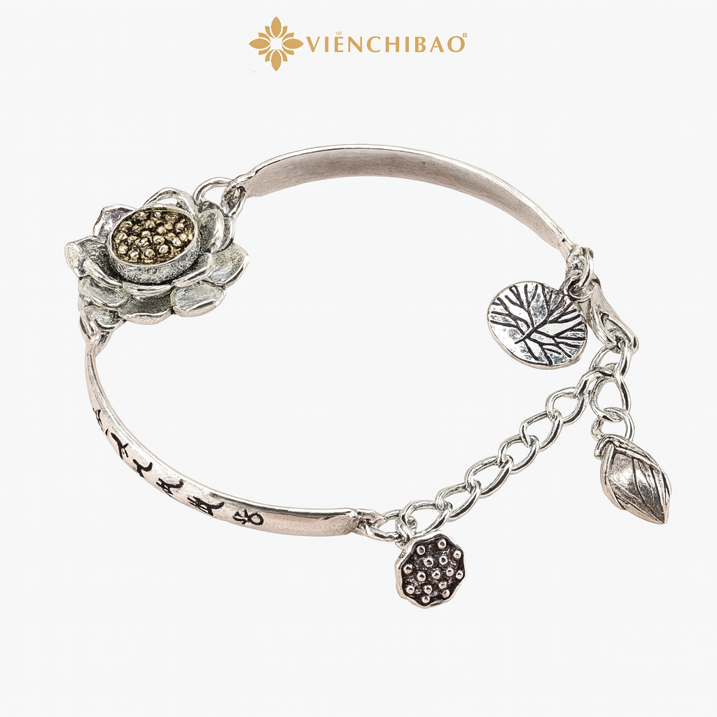 Lắc tay hoa sen mặt xoay xi vàng
