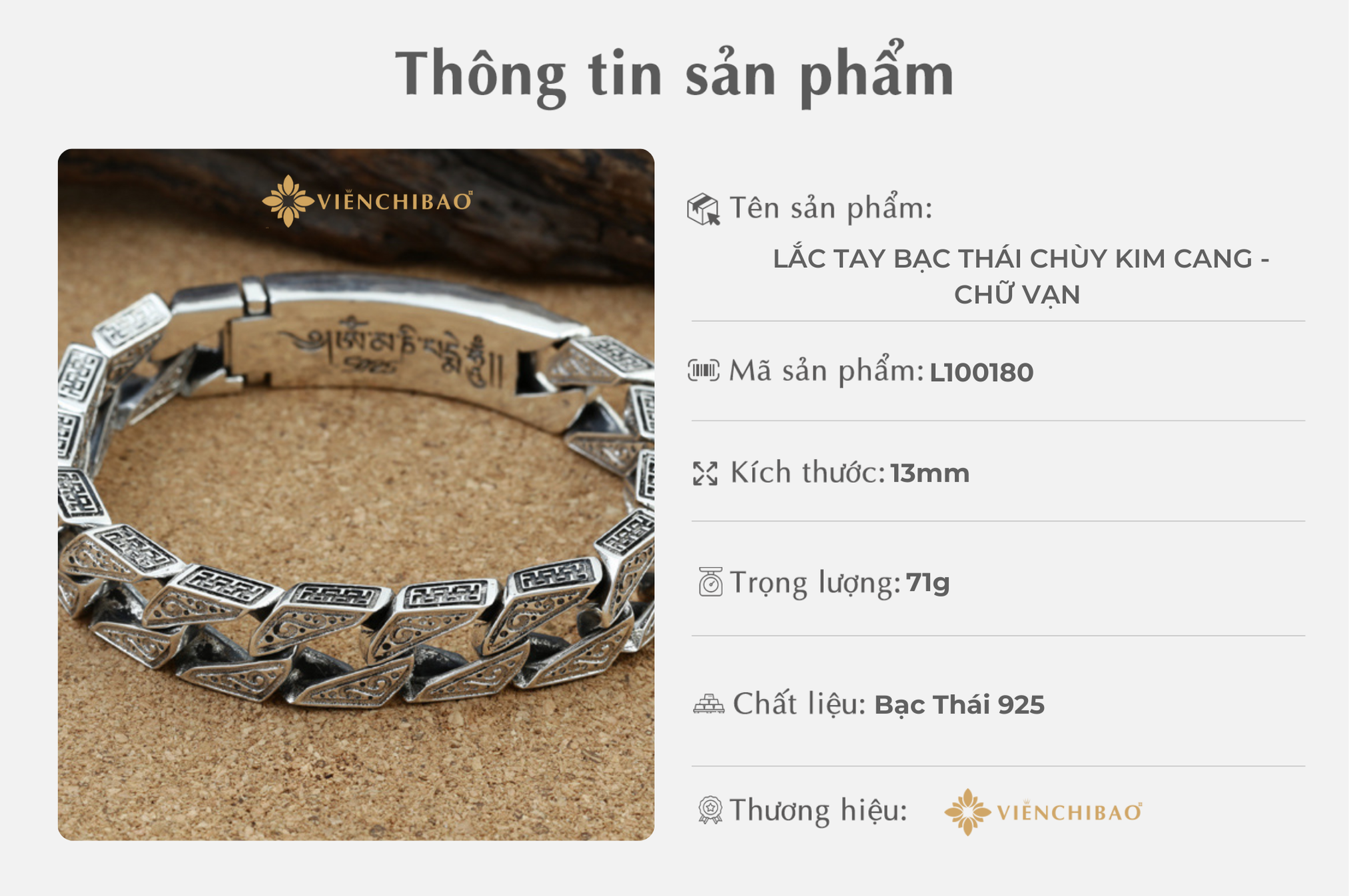 Mô tả sản phẩm lắc tay chùy kim cang - chữ vạn