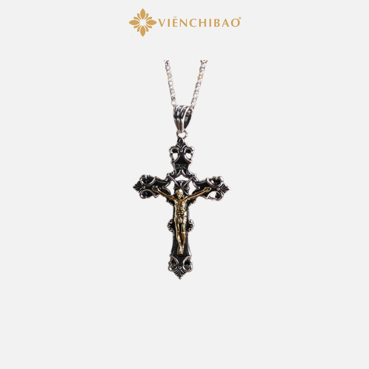 Mặt Dây Chuyền Thiên Chúa Thánh Giá Xi Vàng - Viễn Chí Bảo