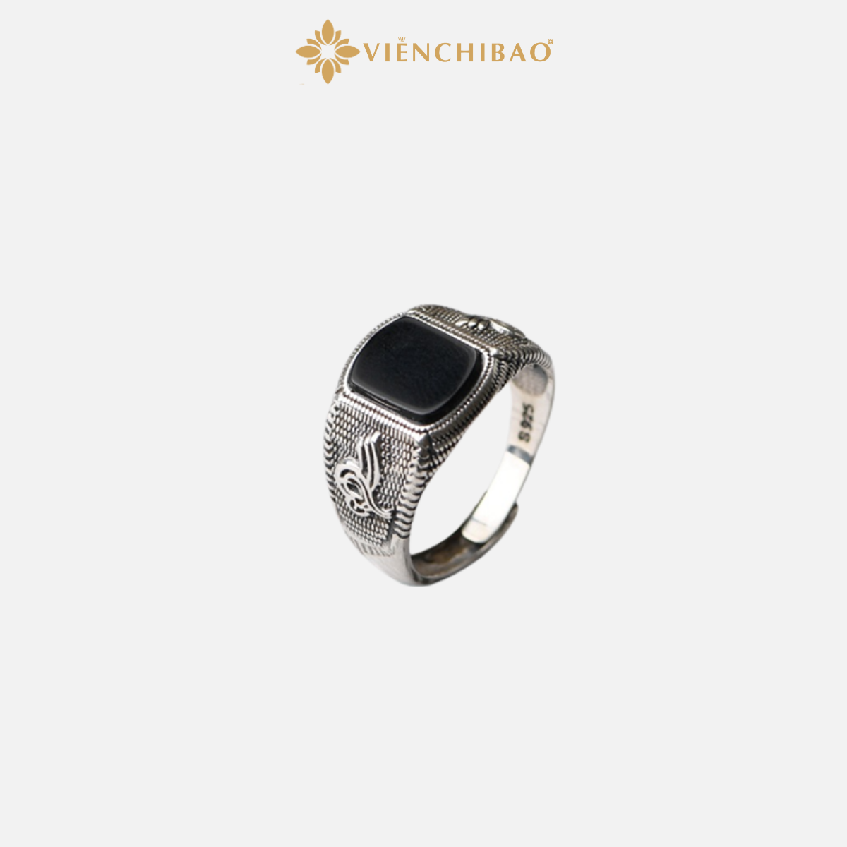 Nhẫn Nam Hoạ Tiết Đá Đen Mới - Viễn Chí Bảo