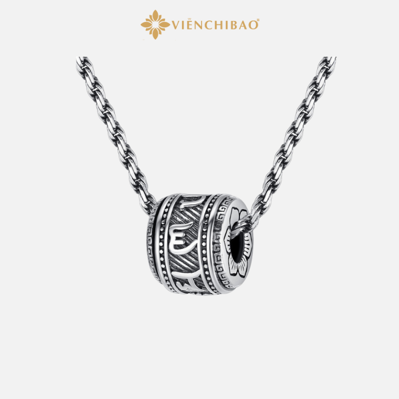 Mặt Dây Chuyền Bạc Nam Lục Tự Chân Ngôn Tròn - Bạc Thái S925 - Viễn Chí Bảo