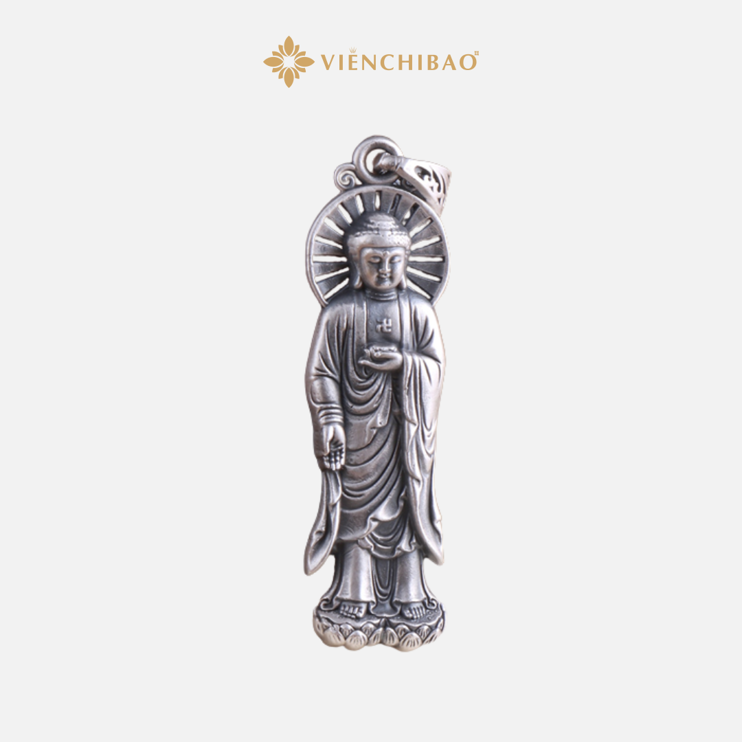 Mặt dây chuyền a di đà ngự liên bạc thái