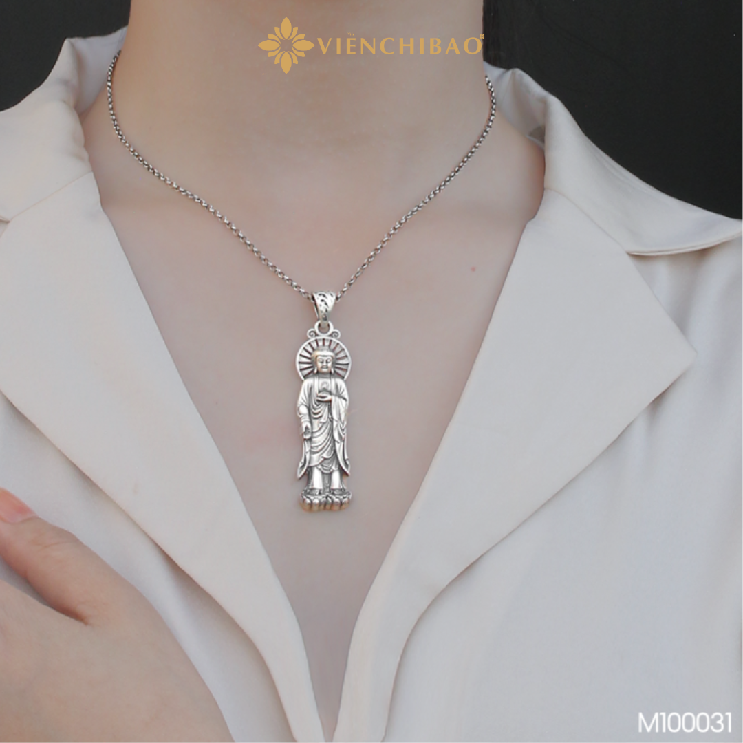 Mặt dây chuyền a di đà ngự liên bạc thái