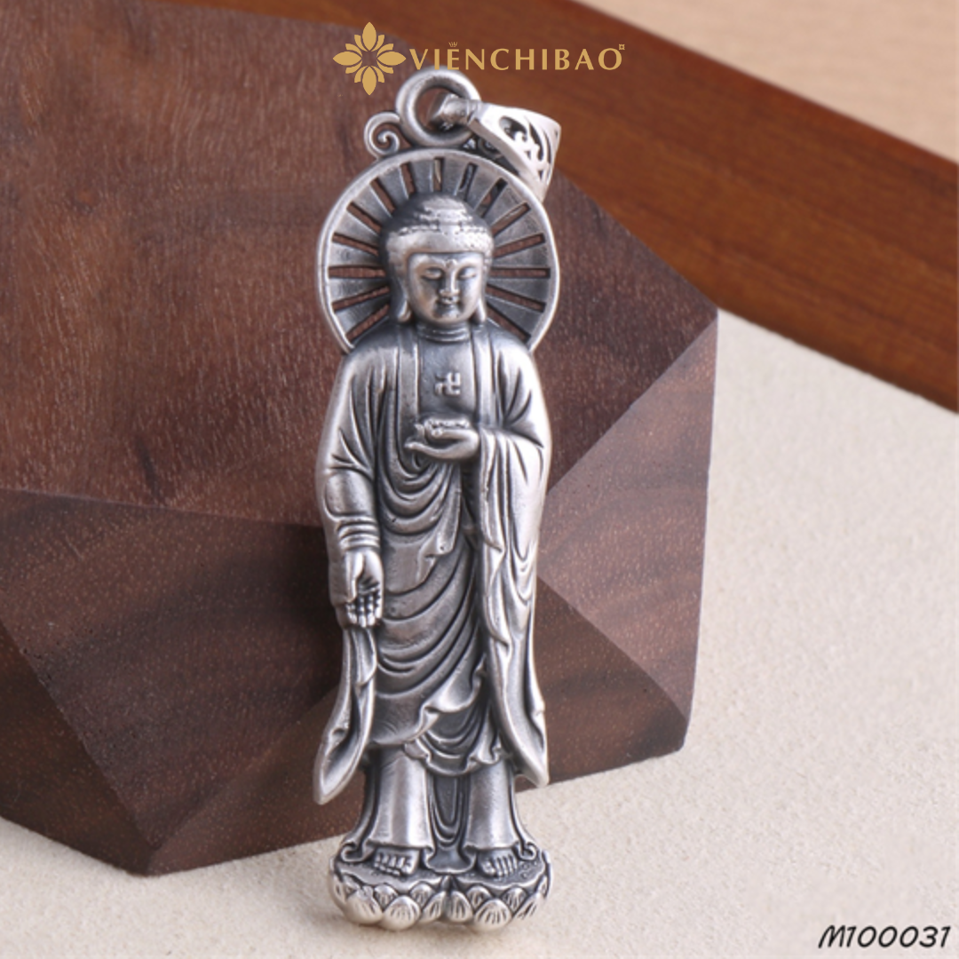 Mặt dây chuyền a di đà ngự liên bạc thái