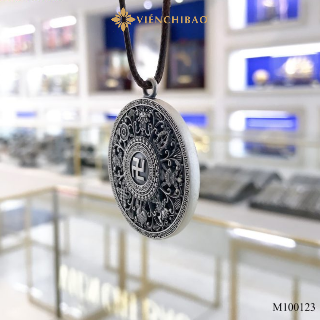 Mặt dây chuyền bạc nam bát bảo cát tường