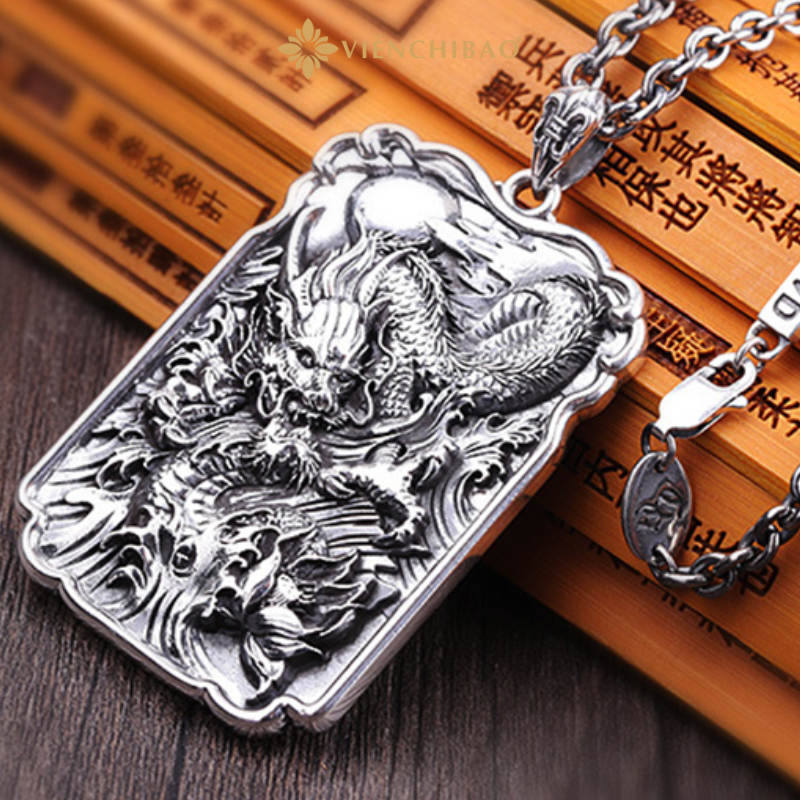 Mặt dây chuyền bạc nam hắc long