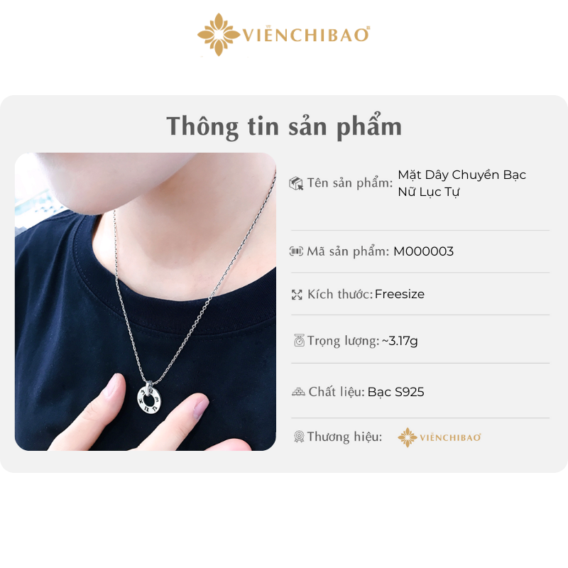 Mặt dây chuyền bạc nữ lục tự