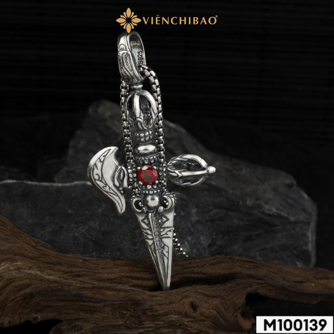 Mặt dây chuyền bạc thái nam dao phổ ba