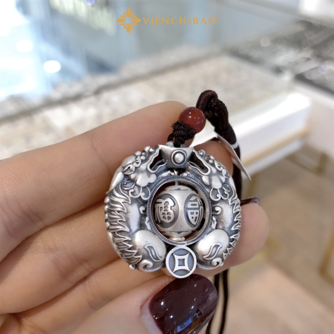 Mặt dây chuyền nam tỳ hưu tài lộc chữ phúc xoay