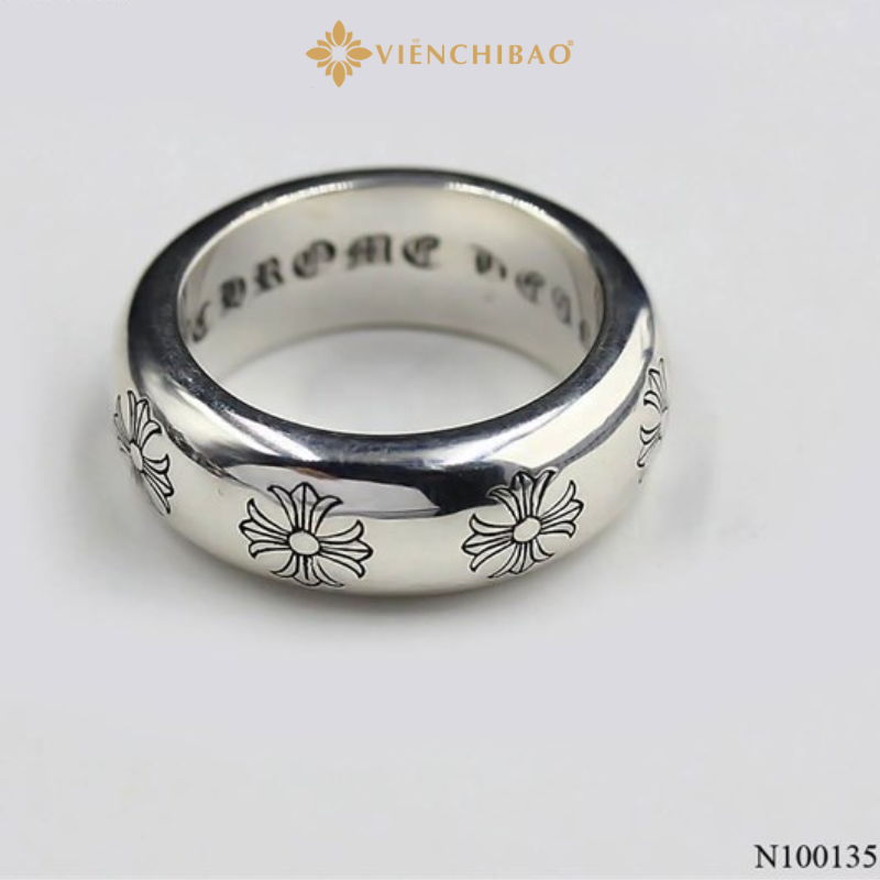 Nhẫn bạc nam chrome heart trơn