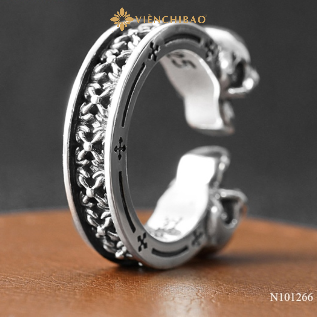 Nhẫn bạc nam đầu lâu bạc thái