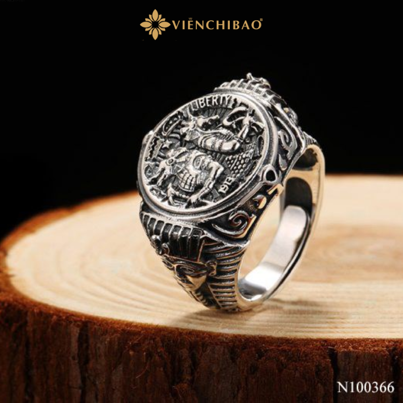 Nhẫn bạc nam pha ra ông