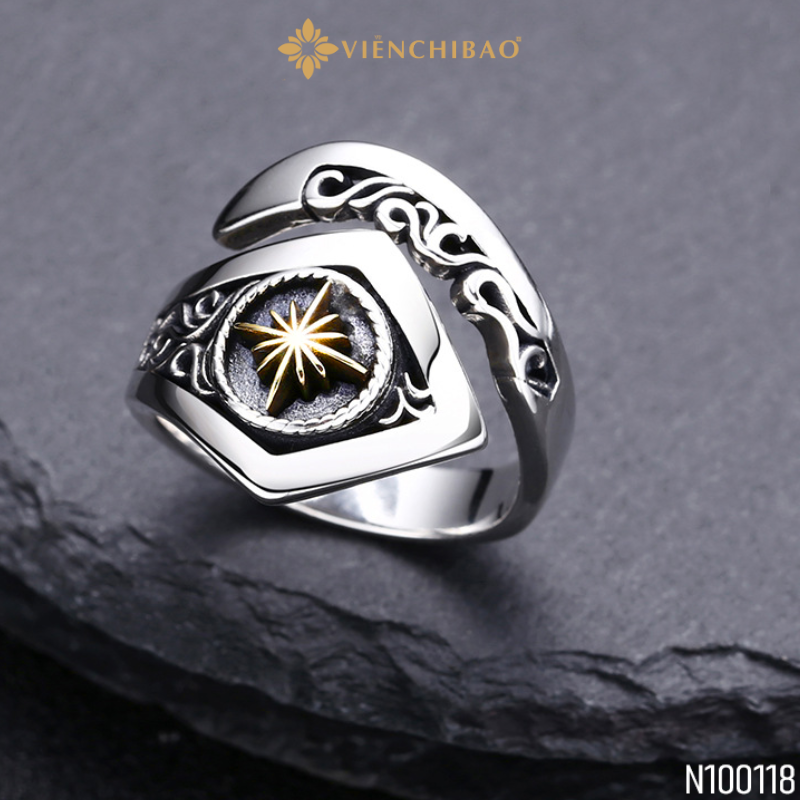 Nhẫn bạc nam thần mặt trời