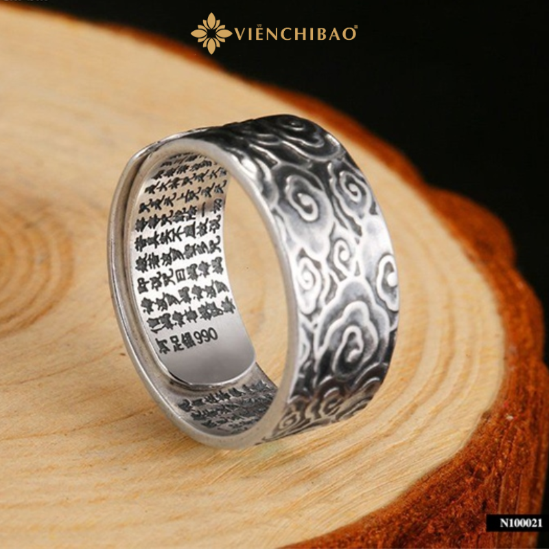 Nhẫn bạc nam vân mây