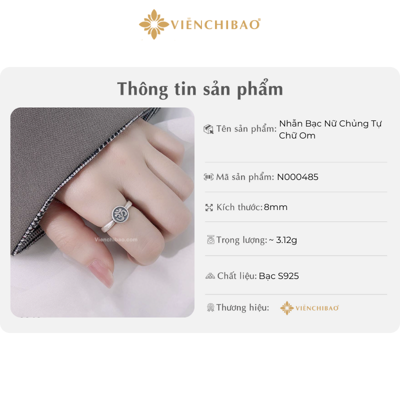 Nhẫn bạc nữ chủng tự