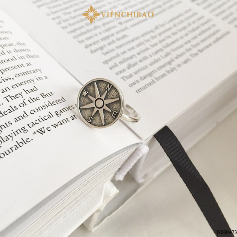 Nhẫn bạc nữ compass
