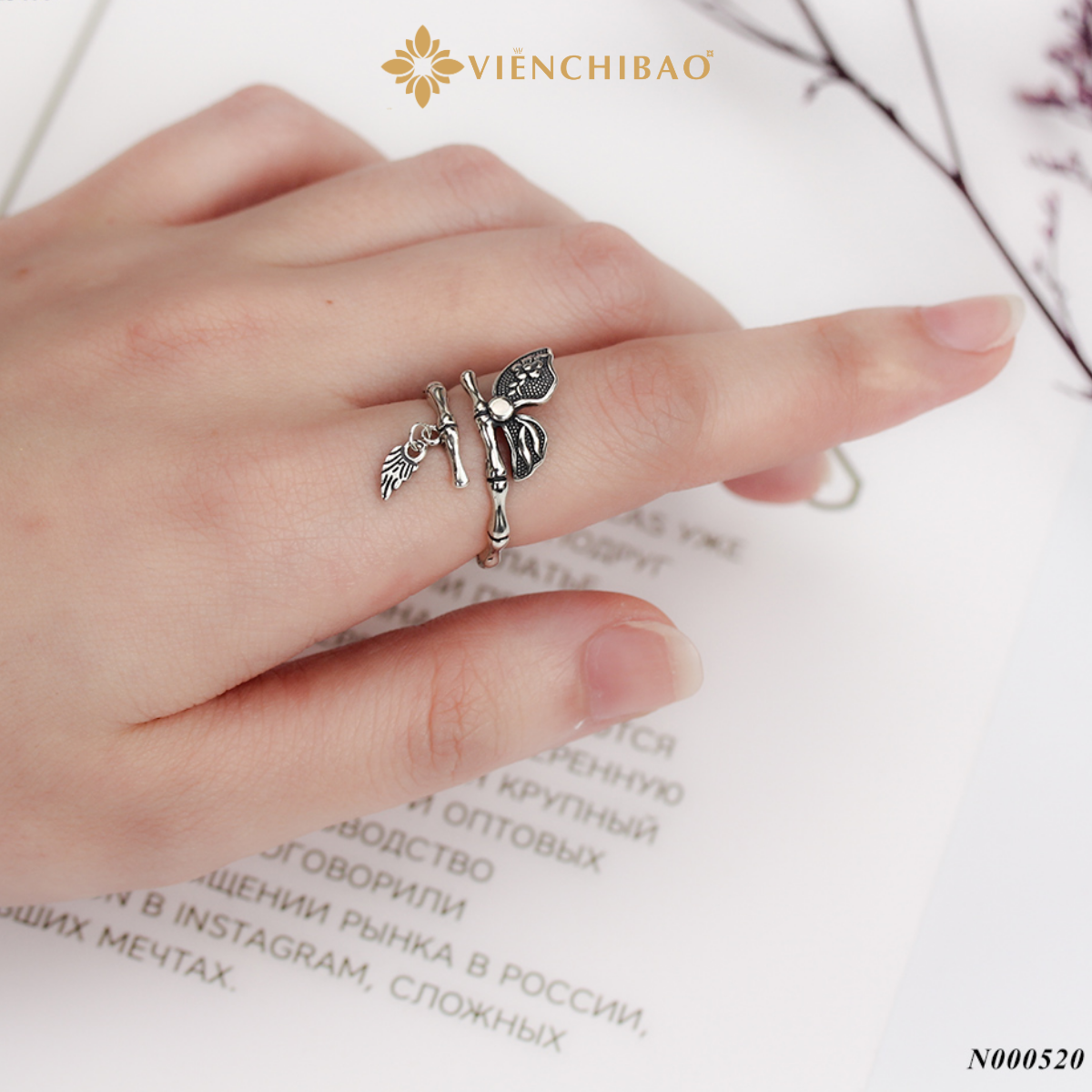 Nhẫn bạc nữ hồ điệp