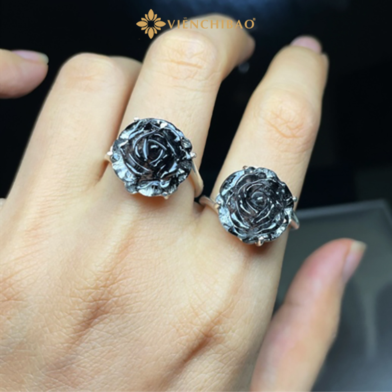 Nhẫn bạc nữ hoa mẫu đơn