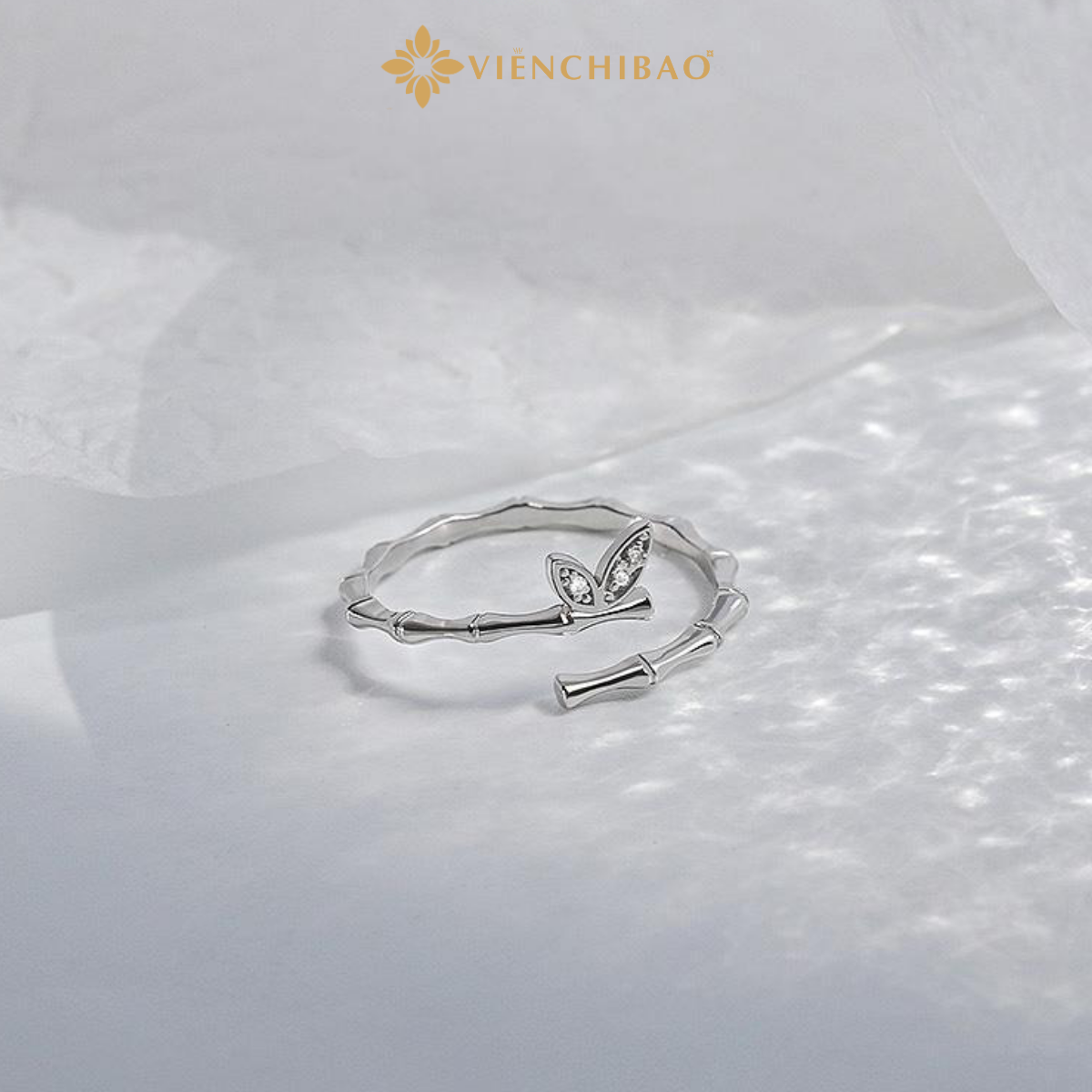 Nhẫn bạc nữ lá trúc